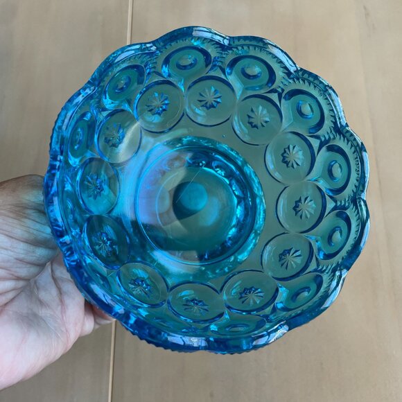 Vintage Rare Mid-Century Blue Glass Dishes Bowls Set - Picture 10 of 16